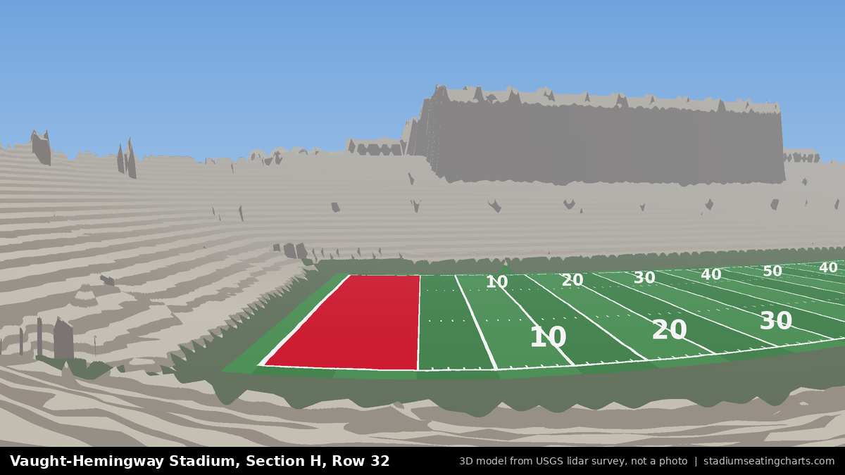 View from Vaught-Hemingway Stadium Section H, Row 32, looking toward the field