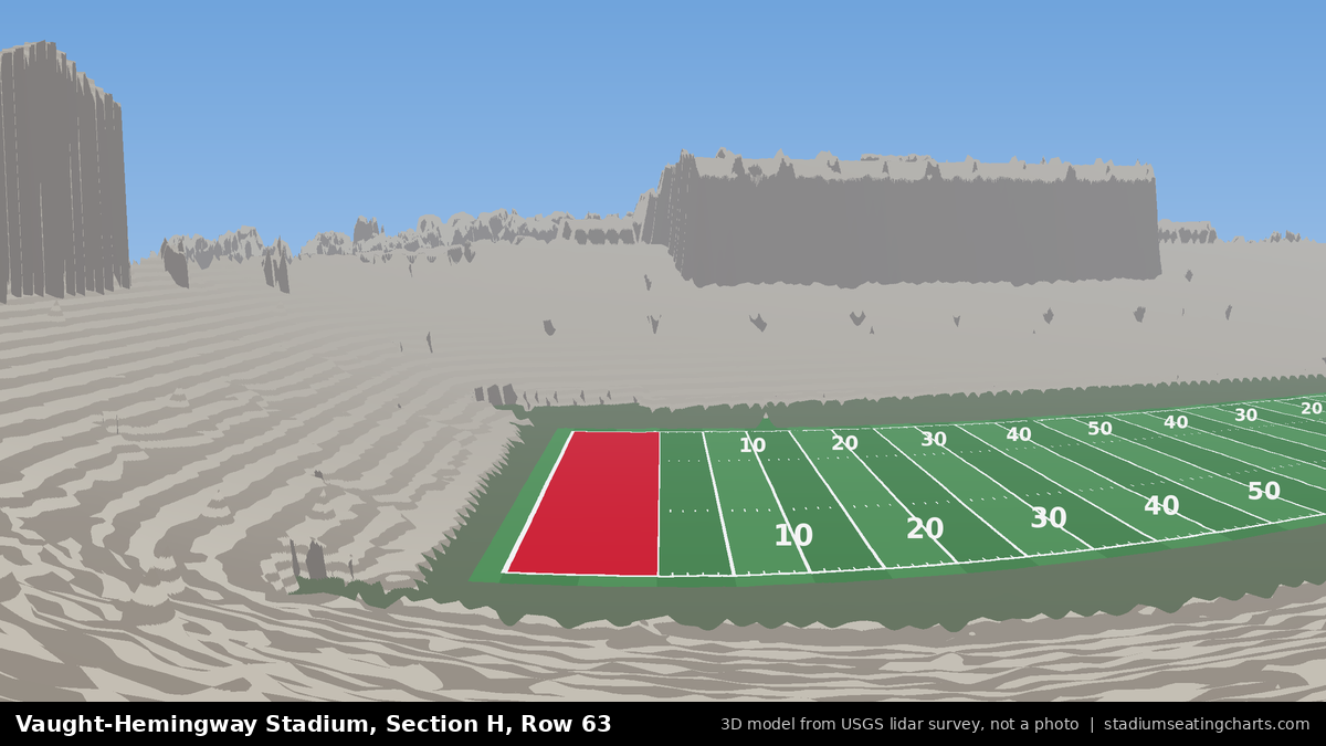 View from Vaught-Hemingway Stadium Section H, Row 63, looking toward the field