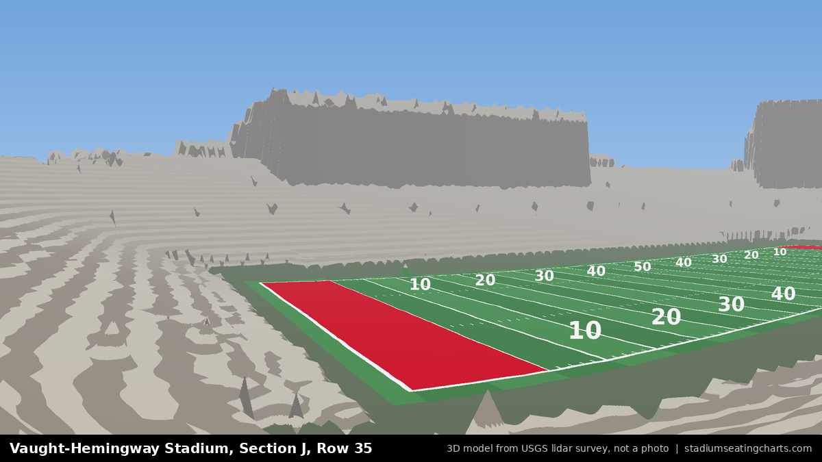 View from Vaught-Hemingway Stadium Section J, Row 35, looking toward the field