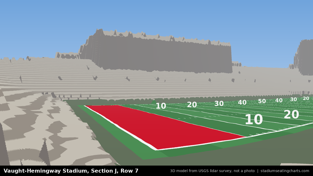 View from Vaught-Hemingway Stadium Section J, Row 7, looking toward the field