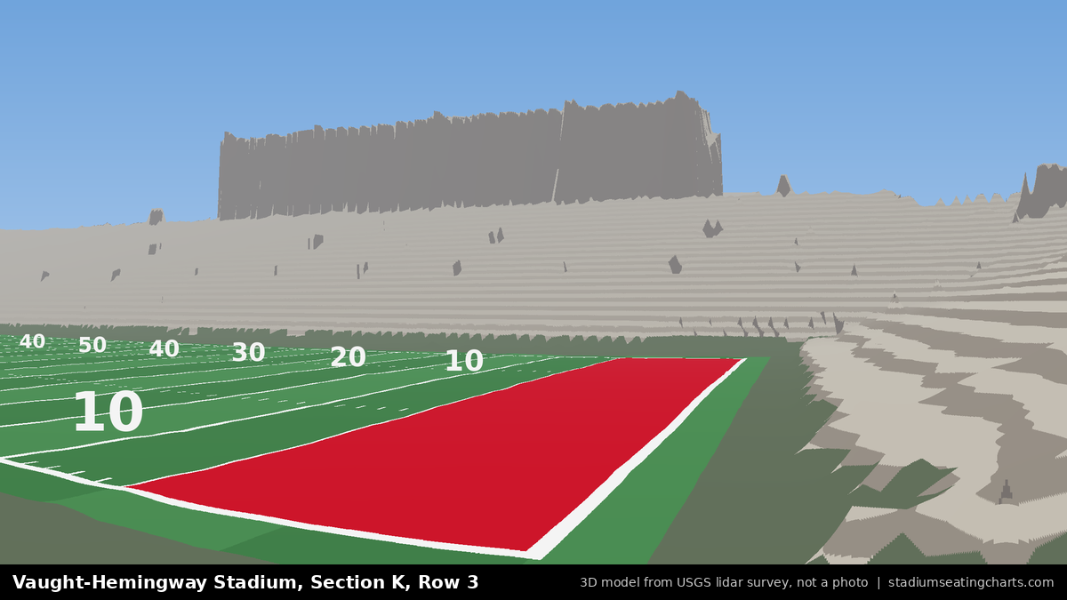 View from Vaught-Hemingway Stadium Section K, Row 3, looking toward the field