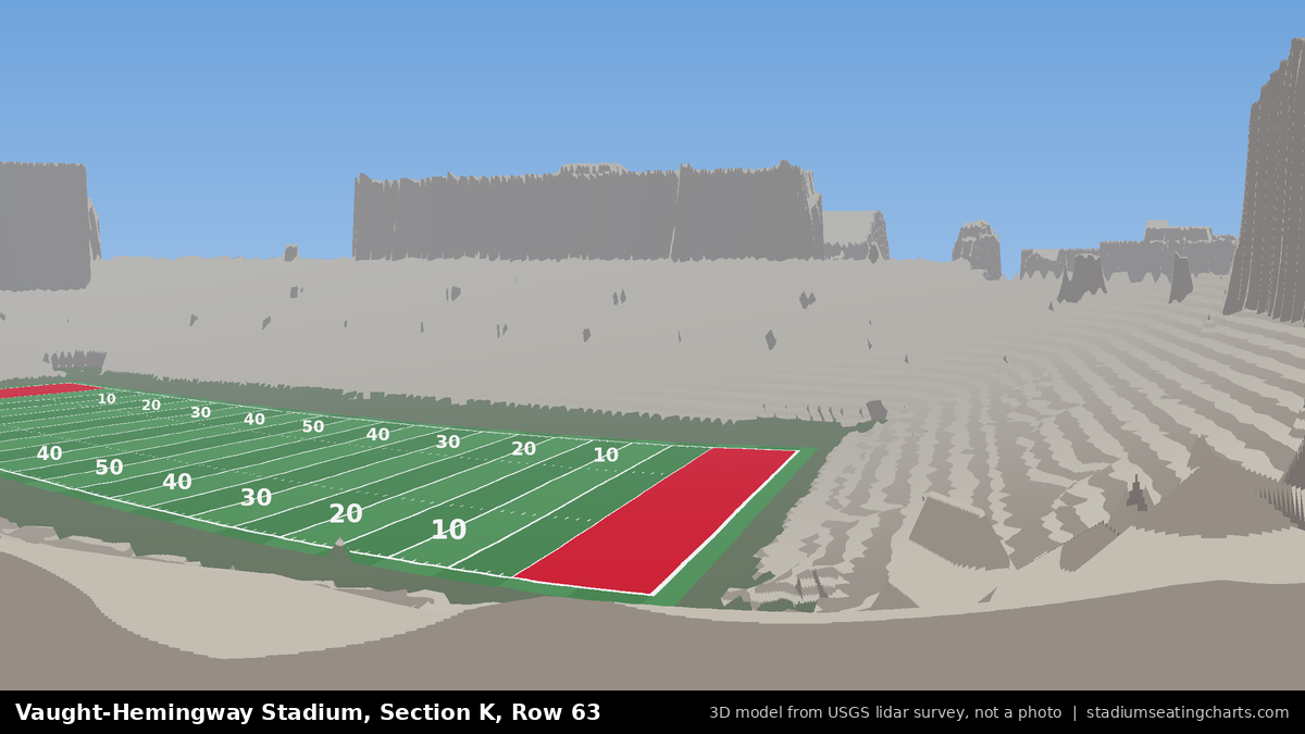 View from Vaught-Hemingway Stadium Section K, Row 63, looking toward the field