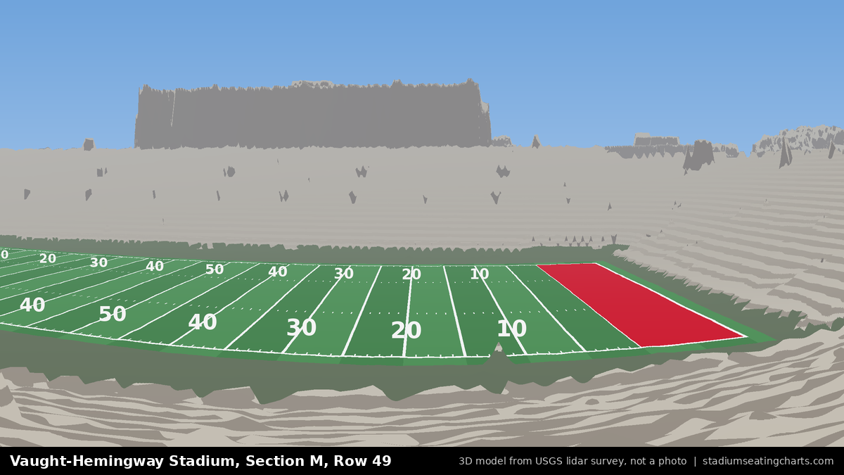 View from Vaught-Hemingway Stadium Section M, Row 49, looking toward the field