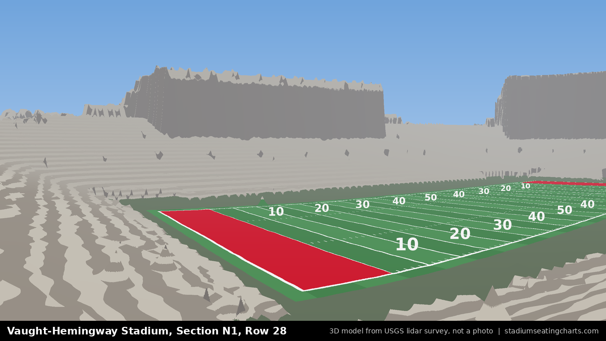 View from Vaught-Hemingway Stadium Section N1, Row 28, looking toward the field