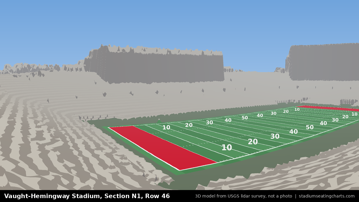 View from Vaught-Hemingway Stadium Section N1, Row 46, looking toward the field