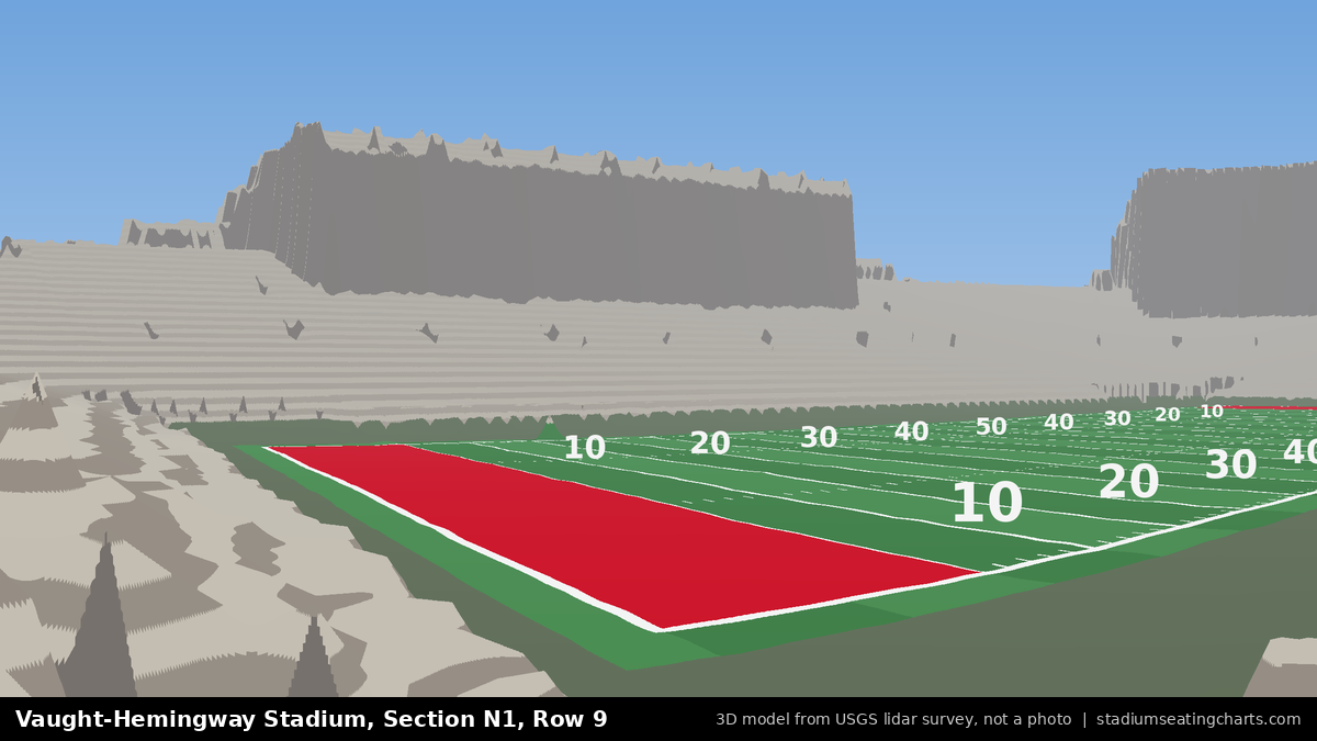 View from Vaught-Hemingway Stadium Section N1, Row 9, looking toward the field