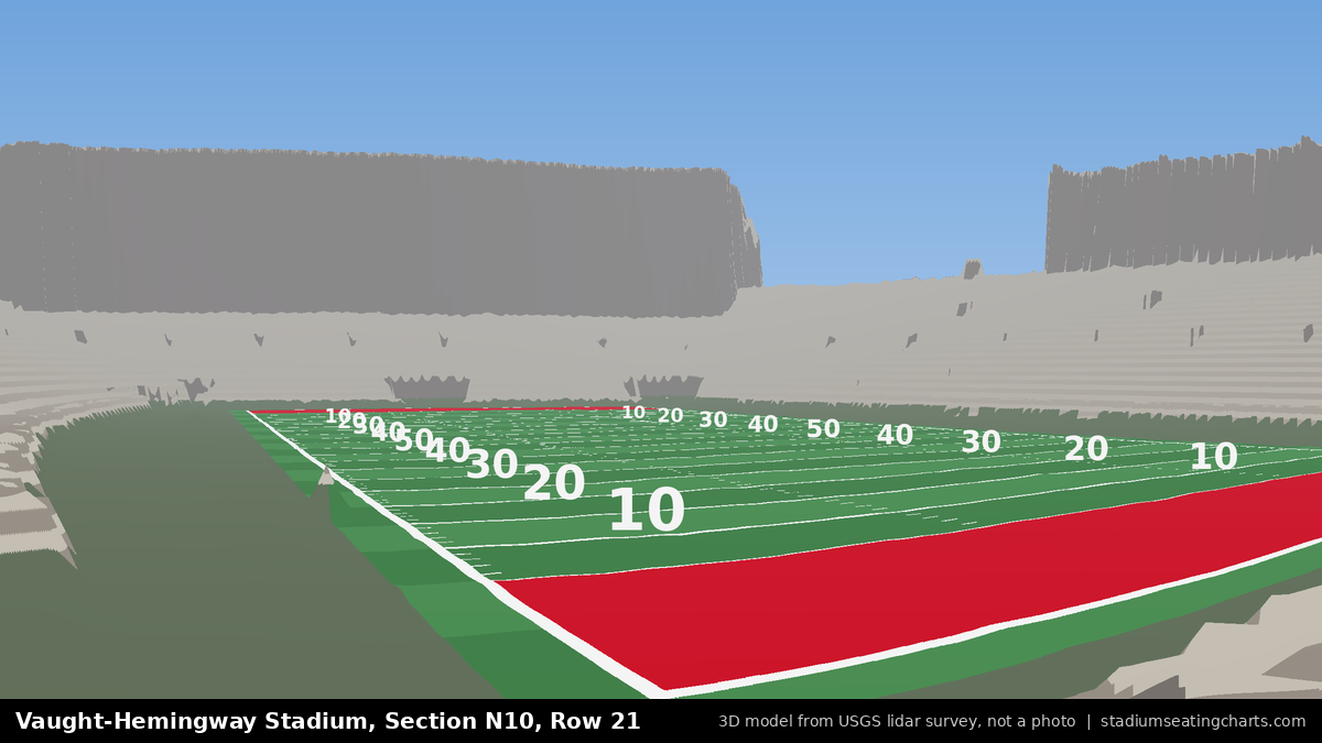 View from Vaught-Hemingway Stadium Section N10, Row 21, looking toward the field