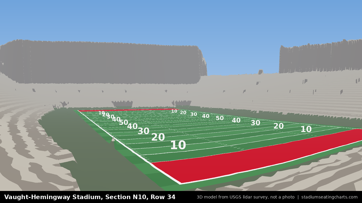 View from Vaught-Hemingway Stadium Section N10, Row 34, looking toward the field