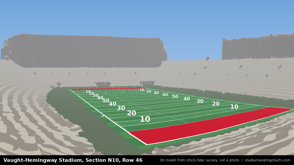 View from Vaught-Hemingway Stadium Section N10, Row 46, looking toward the field