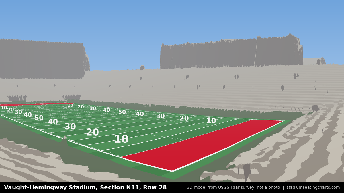 View from Vaught-Hemingway Stadium Section N11, Row 28, looking toward the field