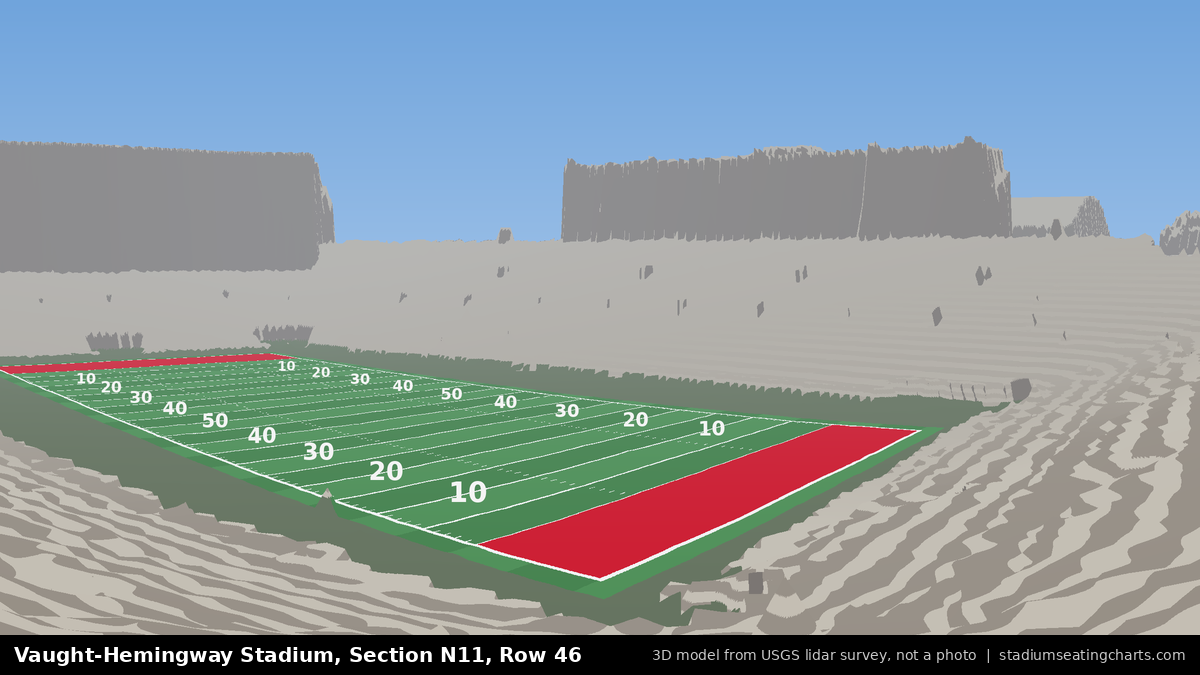 View from Vaught-Hemingway Stadium Section N11, Row 46, looking toward the field