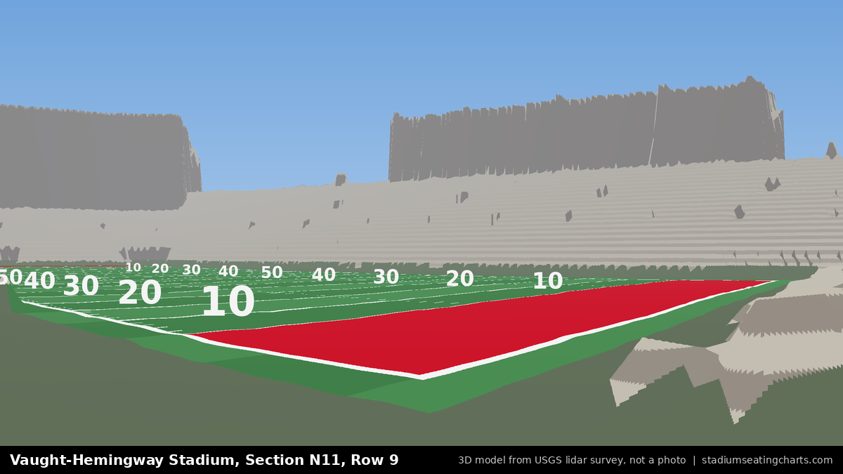 View from Vaught-Hemingway Stadium Section N11, Row 9, looking toward the field
