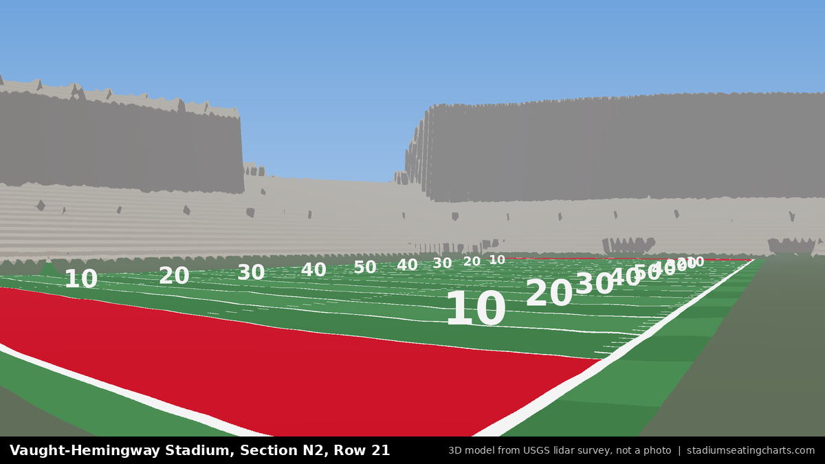 View from Vaught-Hemingway Stadium Section N2, Row 21, looking toward the field
