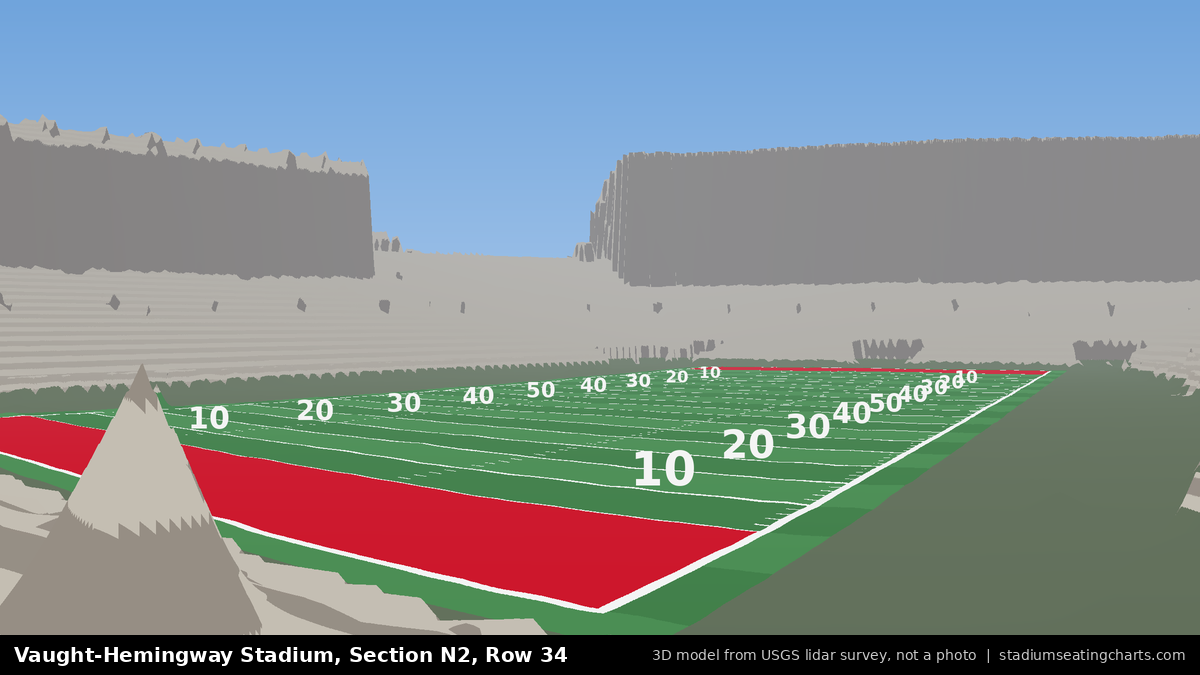 View from Vaught-Hemingway Stadium Section N2, Row 34, looking toward the field