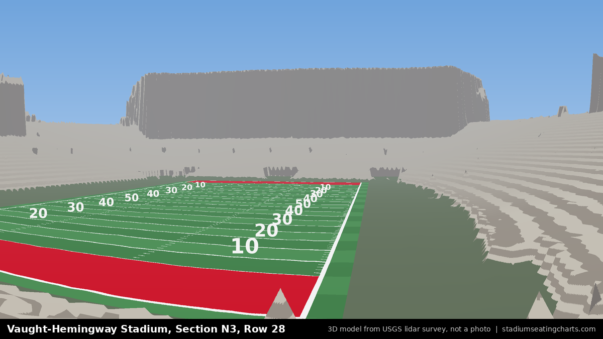 View from Vaught-Hemingway Stadium Section N3, Row 28, looking toward the field