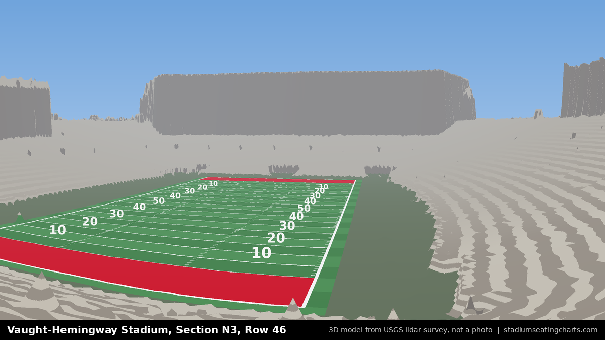 View from Vaught-Hemingway Stadium Section N3, Row 46, looking toward the field