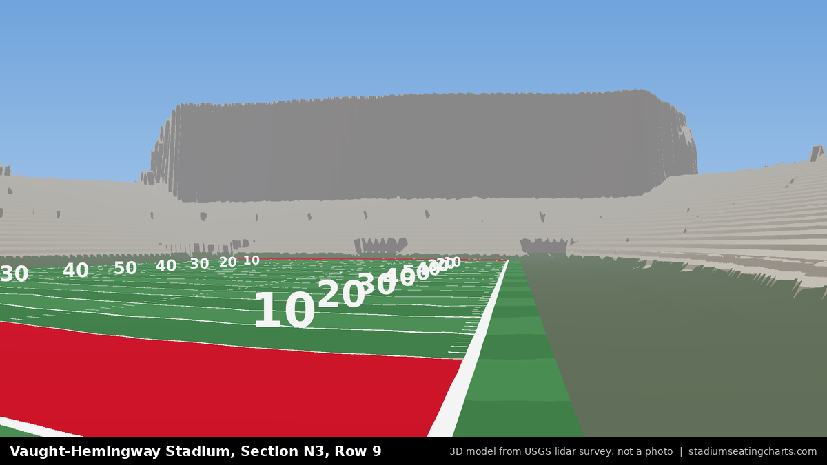 View from Vaught-Hemingway Stadium Section N3, Row 9, looking toward the field