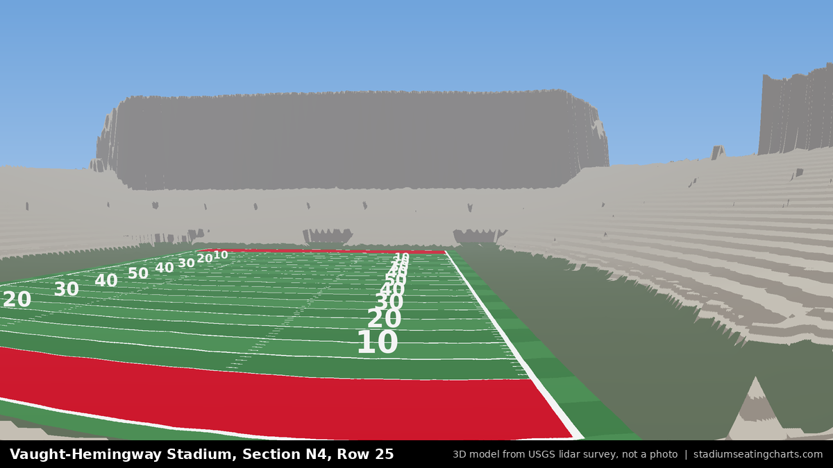 View from Vaught-Hemingway Stadium Section N4, Row 25, looking toward the field