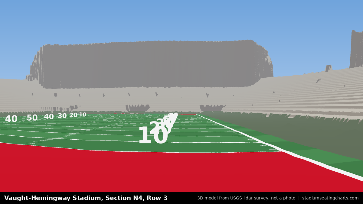 View from Vaught-Hemingway Stadium Section N4, Row 3, looking toward the field