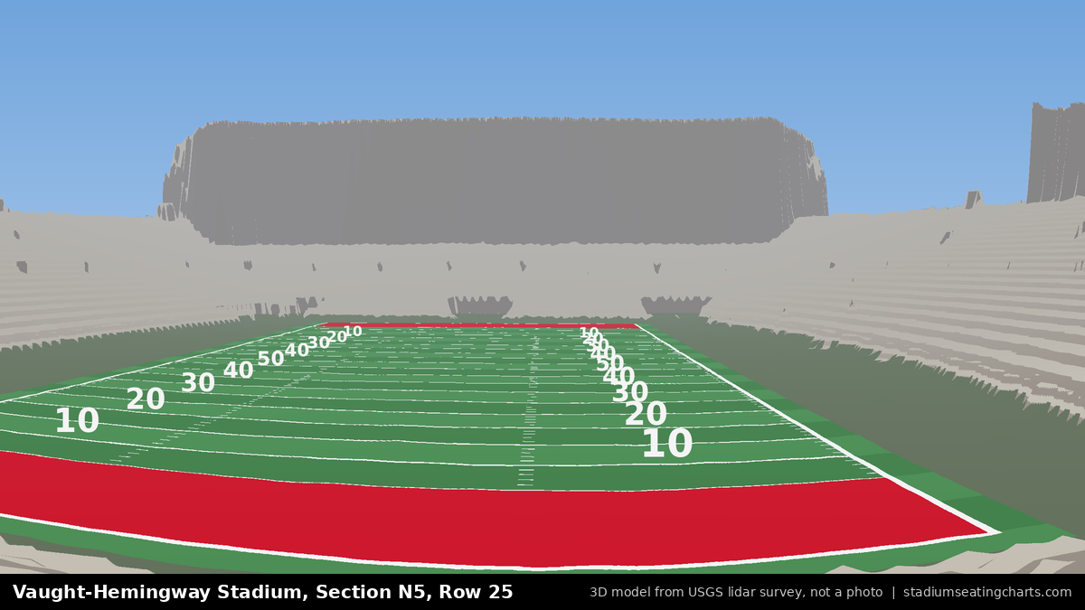 View from Vaught-Hemingway Stadium Section N5, Row 25, looking toward the field