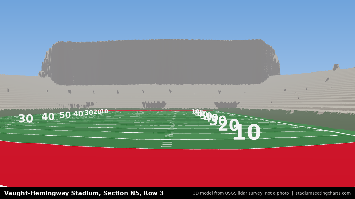 View from Vaught-Hemingway Stadium Section N5, Row 3, looking toward the field