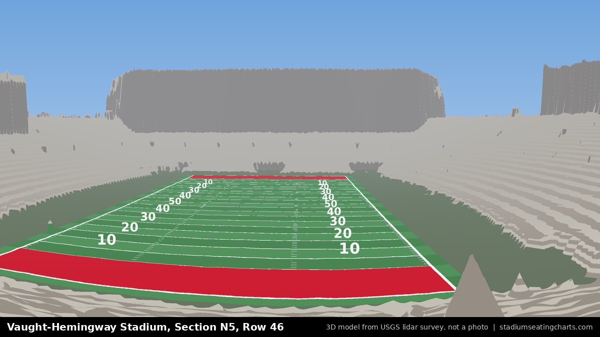 View from Vaught-Hemingway Stadium Section N5, Row 46, looking toward the field