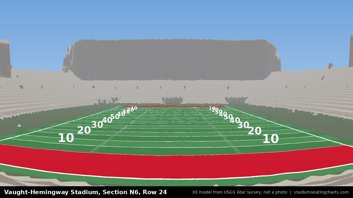 View from Vaught-Hemingway Stadium Section N6, Row 24, looking toward the field