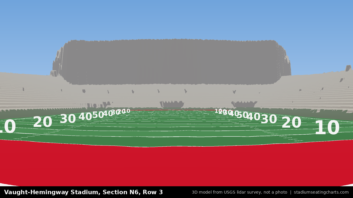View from Vaught-Hemingway Stadium Section N6, Row 3, looking toward the field