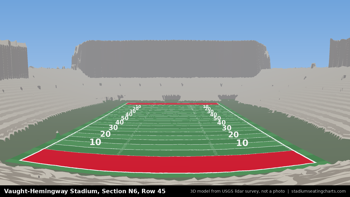 View from Vaught-Hemingway Stadium Section N6, Row 45, looking toward the field
