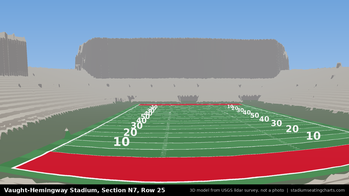 View from Vaught-Hemingway Stadium Section N7, Row 25, looking toward the field
