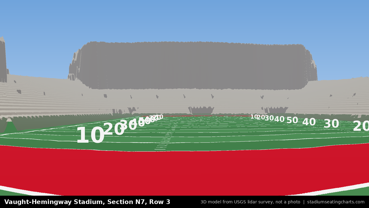 View from Vaught-Hemingway Stadium Section N7, Row 3, looking toward the field