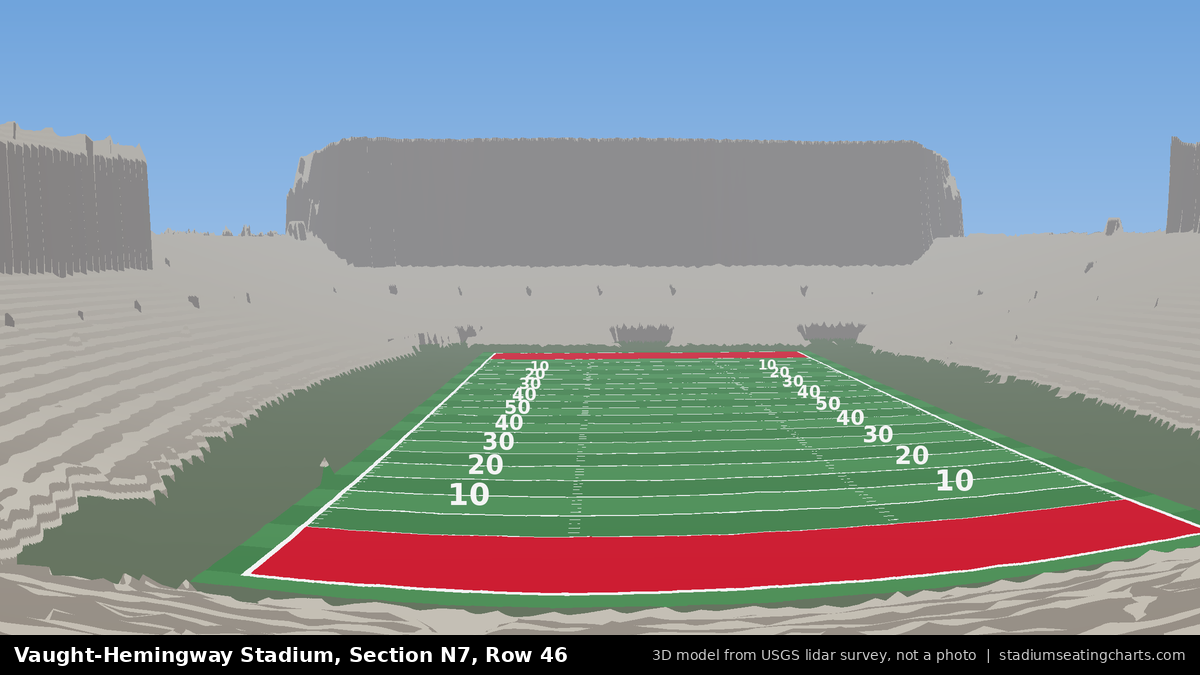 View from Vaught-Hemingway Stadium Section N7, Row 46, looking toward the field