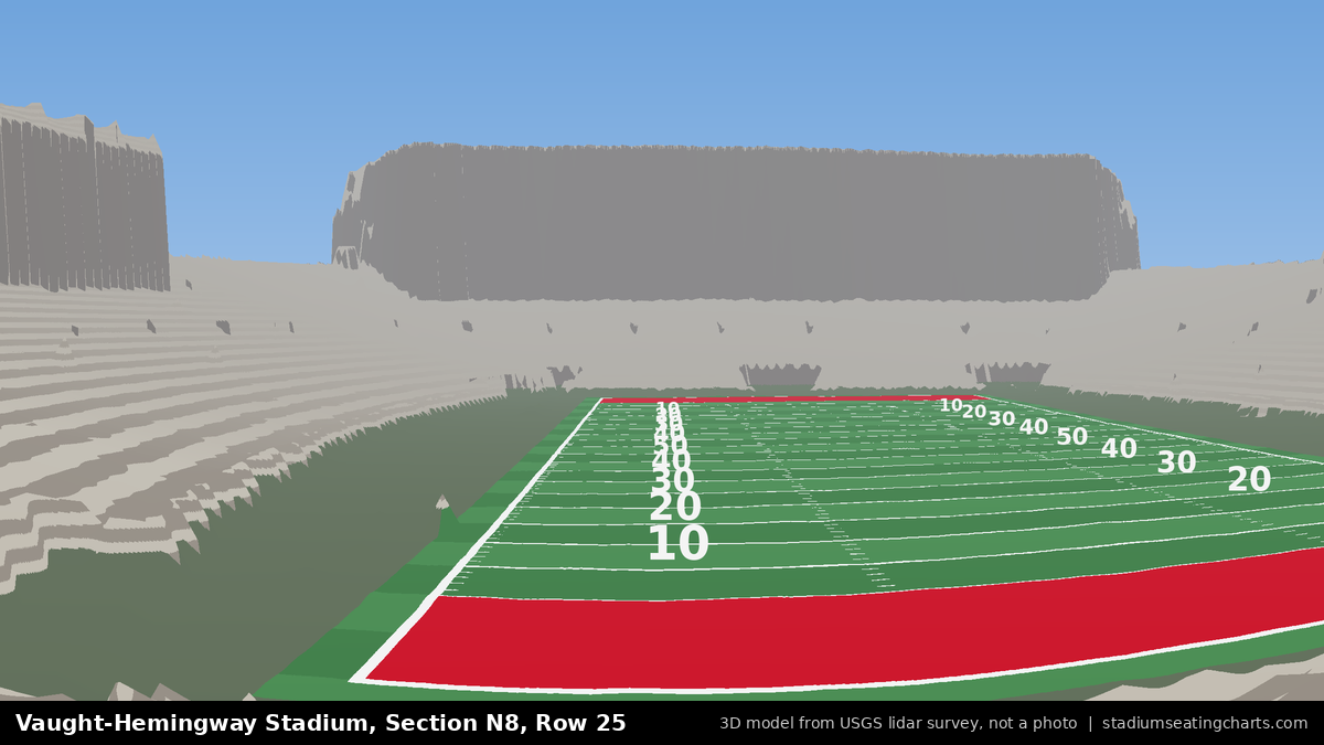 View from Vaught-Hemingway Stadium Section N8, Row 25, looking toward the field