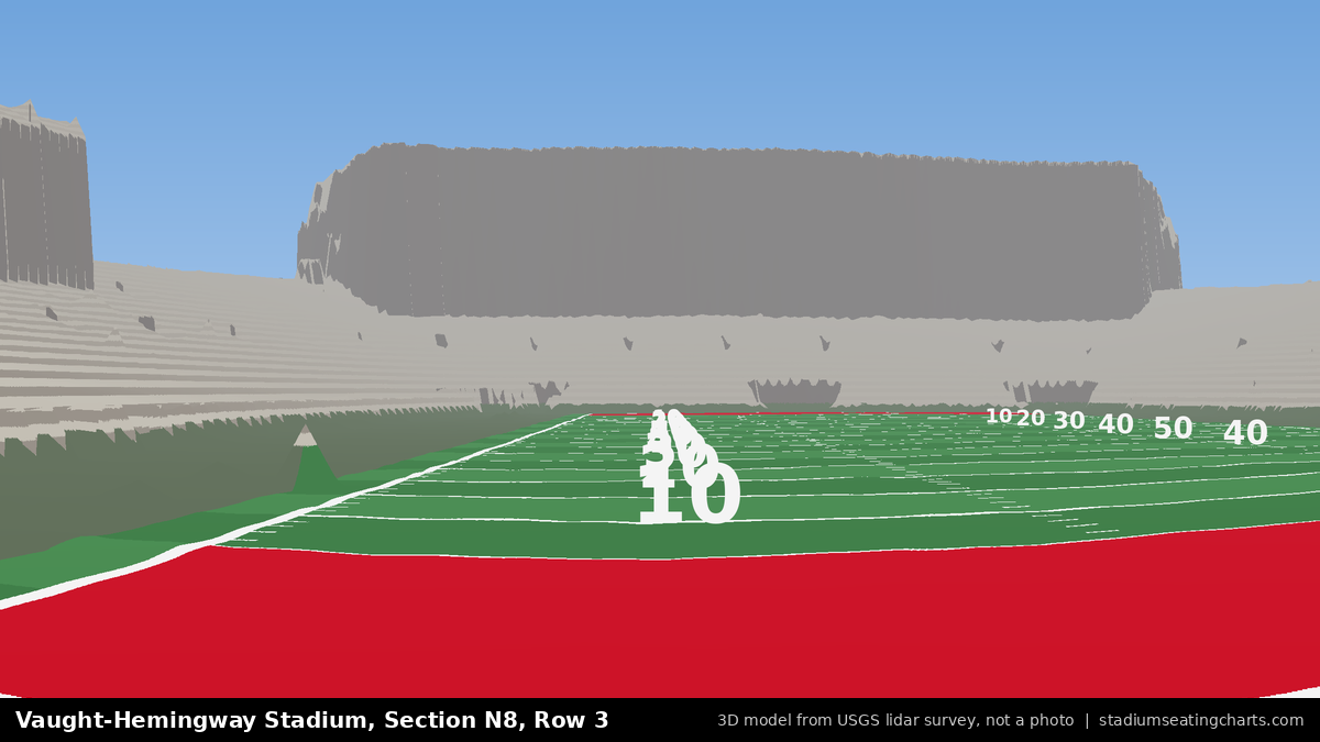 View from Vaught-Hemingway Stadium Section N8, Row 3, looking toward the field