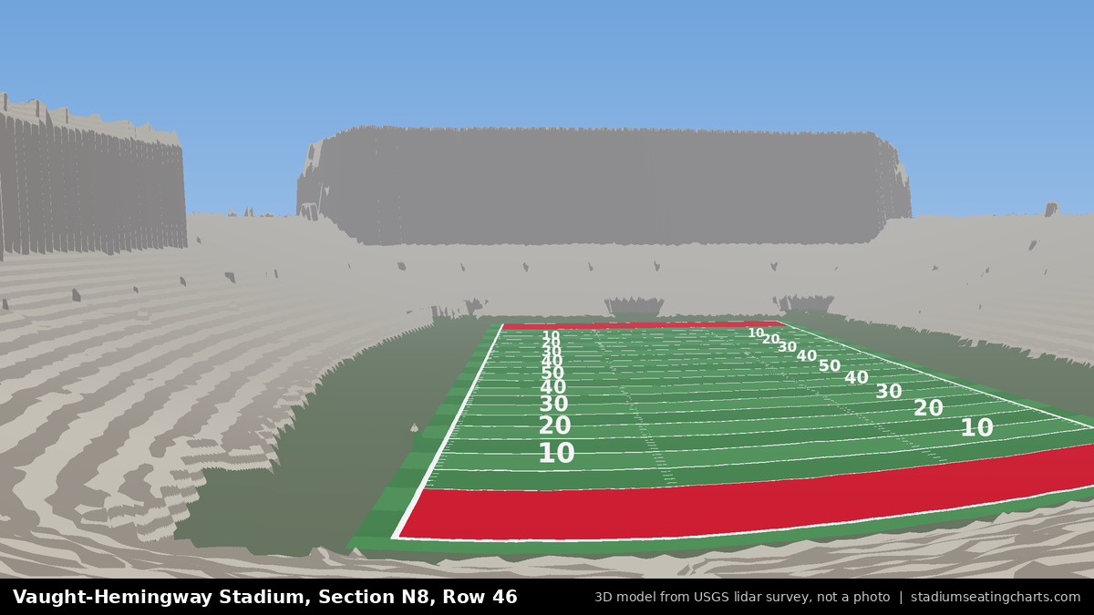 View from Vaught-Hemingway Stadium Section N8, Row 46, looking toward the field