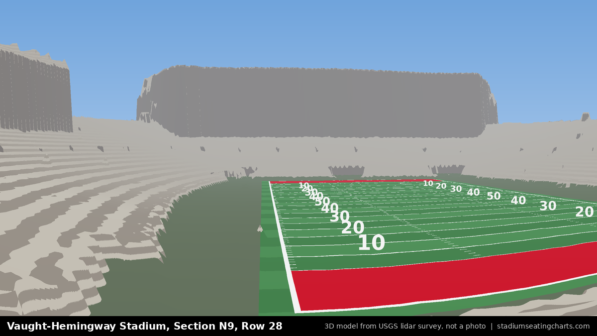 View from Vaught-Hemingway Stadium Section N9, Row 28, looking toward the field