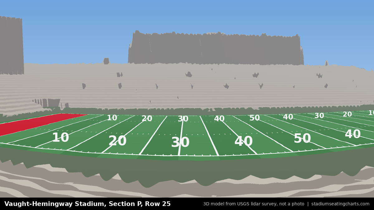 View from Vaught-Hemingway Stadium Section P, Row 25, looking toward the field