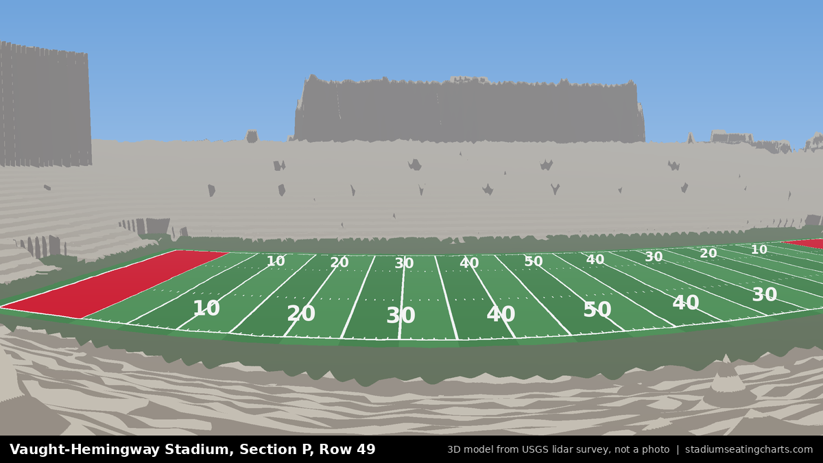 View from Vaught-Hemingway Stadium Section P, Row 49, looking toward the field