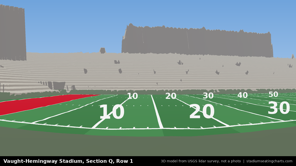 View from Vaught-Hemingway Stadium Section Q, Row 1, looking toward the field
