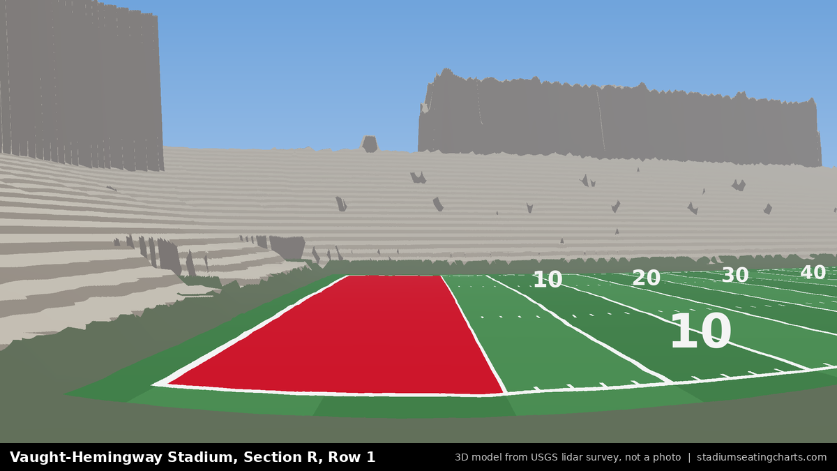 View from Vaught-Hemingway Stadium Section R, Row 1, looking toward the field
