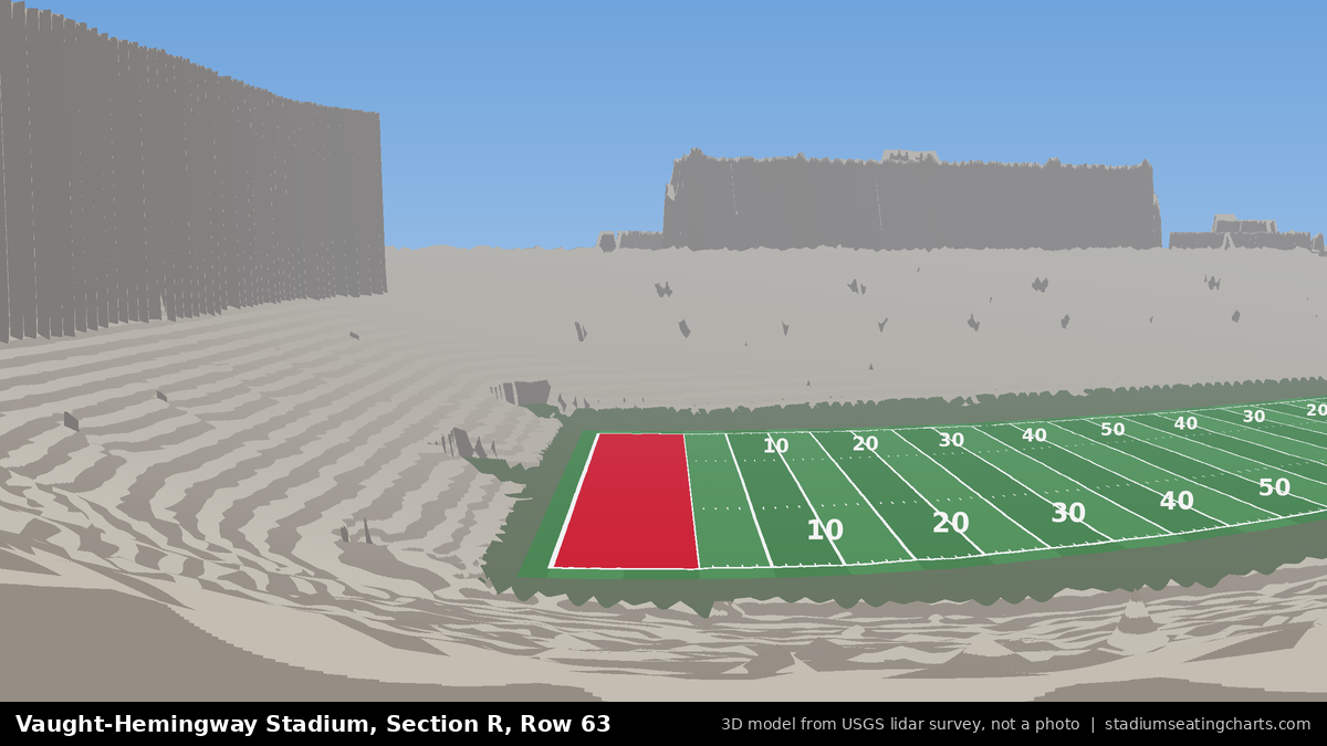 View from Vaught-Hemingway Stadium Section R, Row 63, looking toward the field