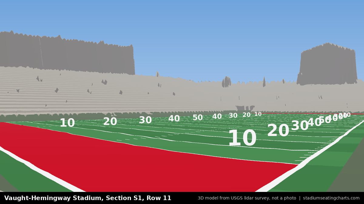 View from Vaught-Hemingway Stadium Section S1, Row 11, looking toward the field