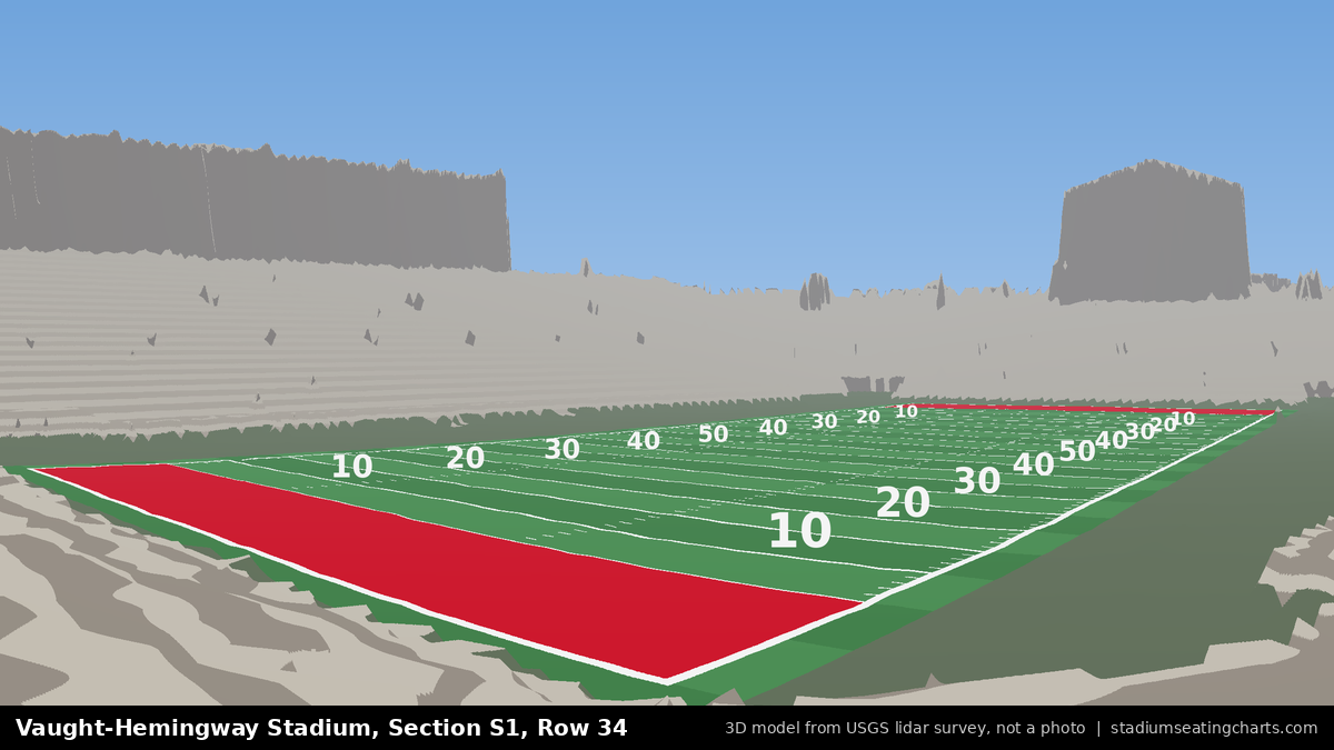 View from Vaught-Hemingway Stadium Section S1, Row 34, looking toward the field