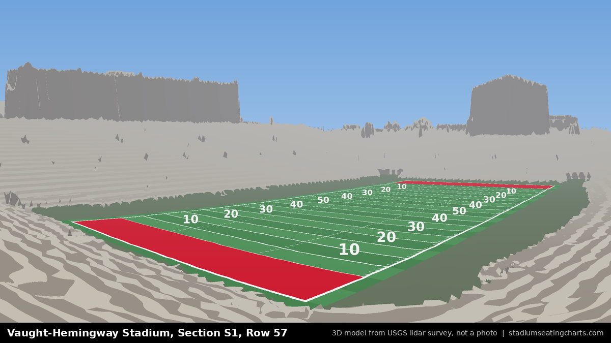 View from Vaught-Hemingway Stadium Section S1, Row 57, looking toward the field