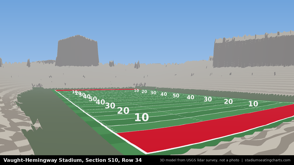 View from Vaught-Hemingway Stadium Section S10, Row 34, looking toward the field