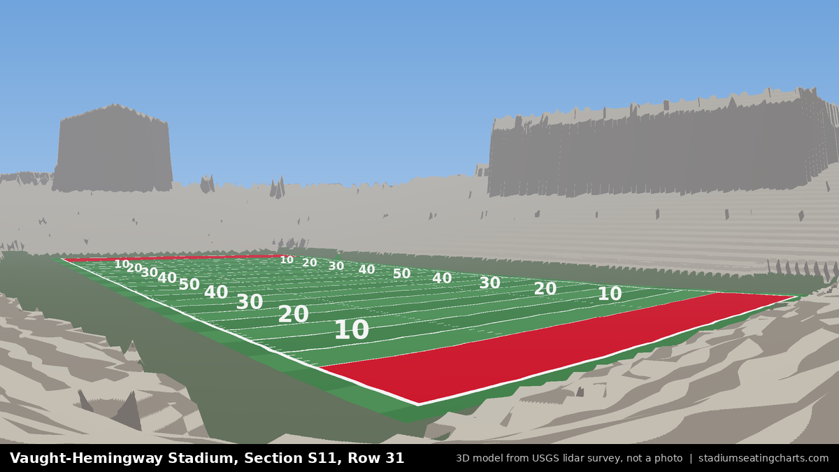 View from Vaught-Hemingway Stadium Section S11, Row 31, looking toward the field
