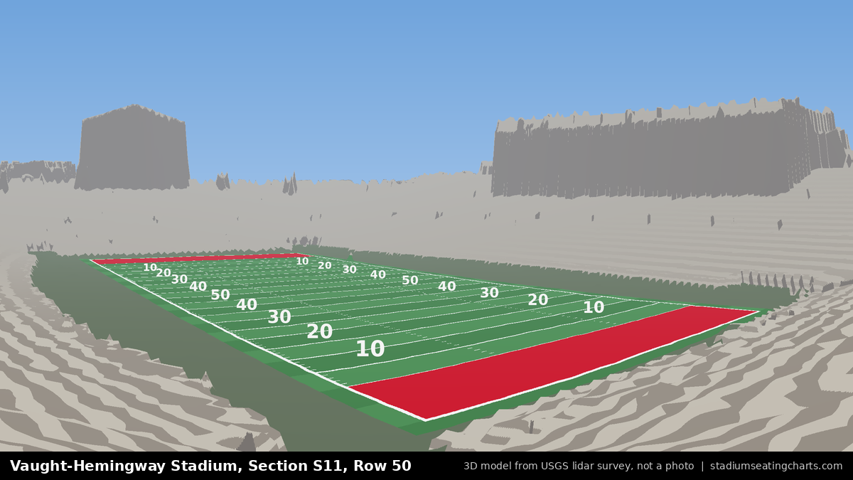 View from Vaught-Hemingway Stadium Section S11, Row 50, looking toward the field