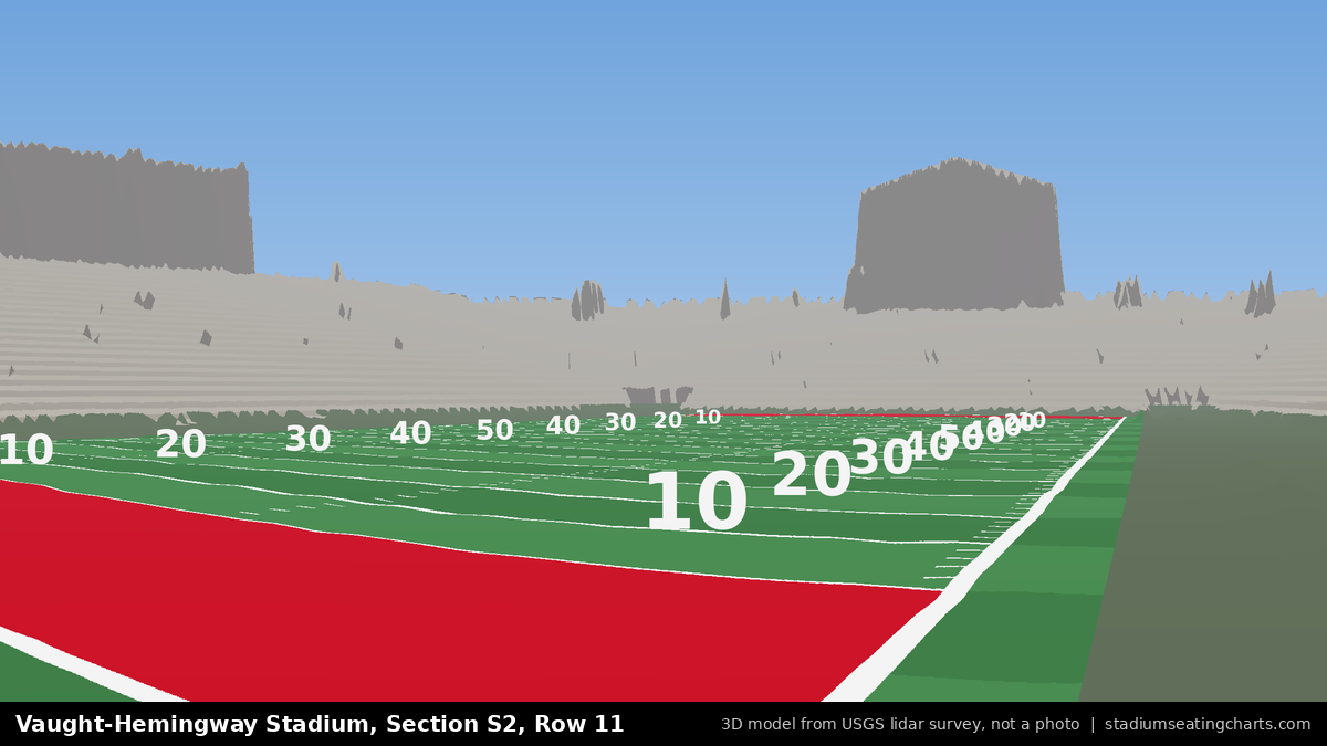 View from Vaught-Hemingway Stadium Section S2, Row 11, looking toward the field