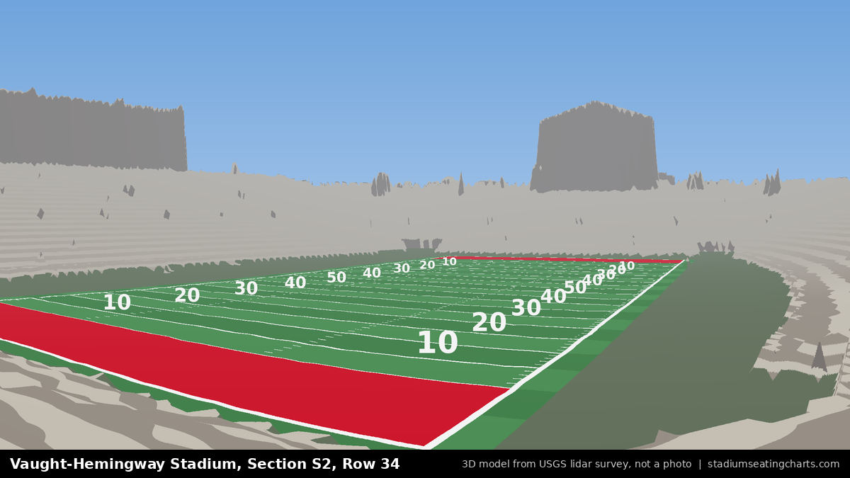 View from Vaught-Hemingway Stadium Section S2, Row 34, looking toward the field