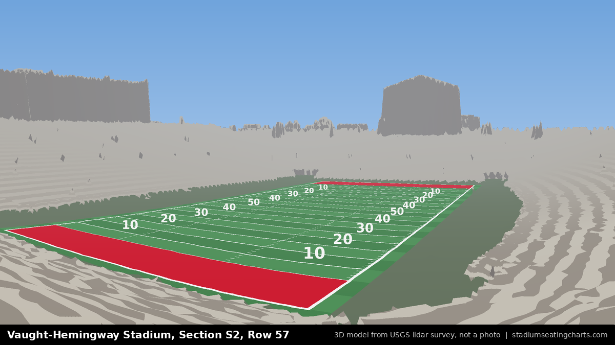 View from Vaught-Hemingway Stadium Section S2, Row 57, looking toward the field